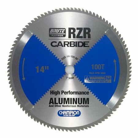 BRUTE PLATINUM 14in Brute RZR Carbide Tipped Circular Saw Blades for Aluminum / Non-Ferrous, 100 Teeth, 1in Arbor CHA RZR-14-100-NF